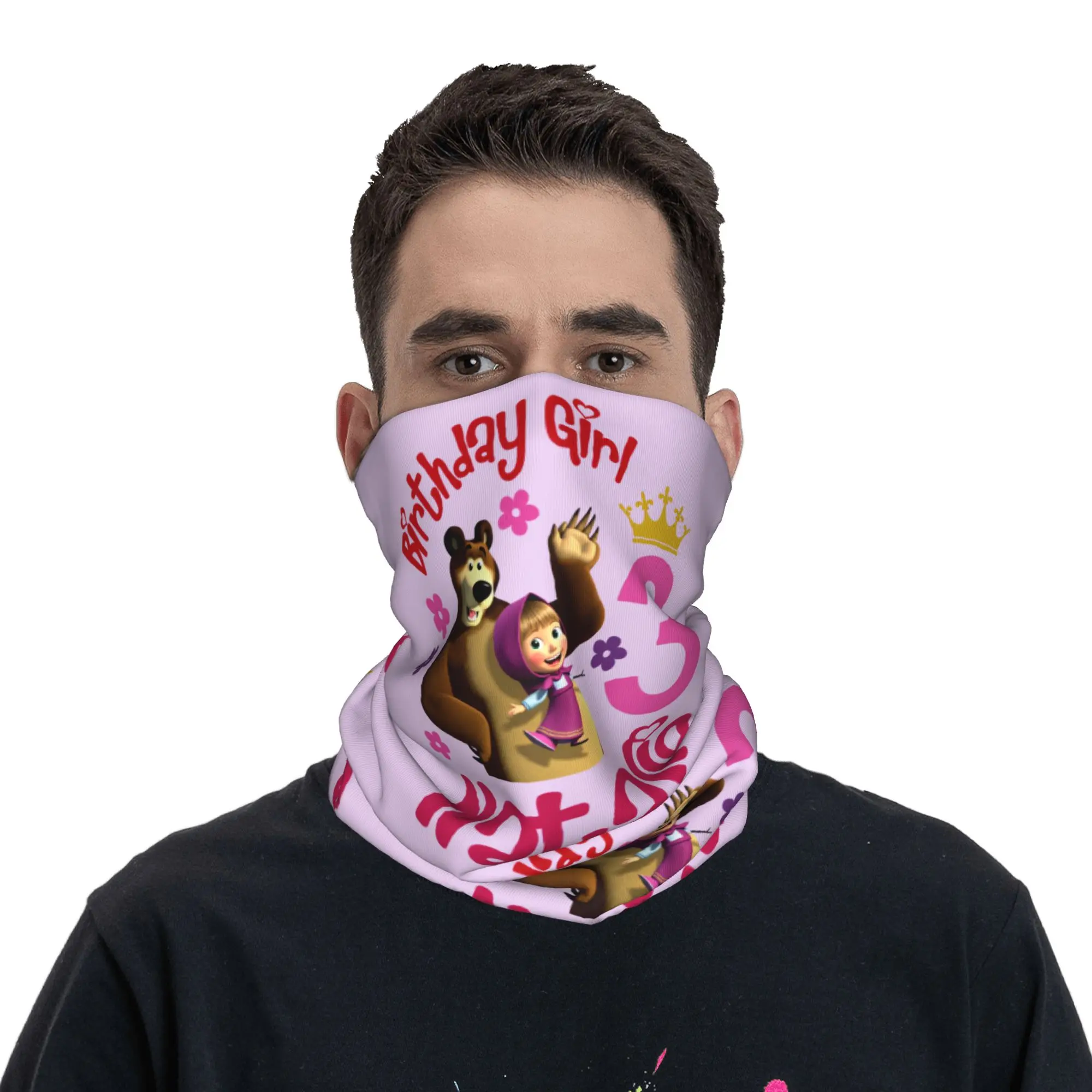 روسيا الكرتون M-Mashas و B-Bears أنيمي التلفزيون باندانا الرقبة الجراب للمشي التخييم النساء الرجال التفاف وشاح عقال أكثر دفئا