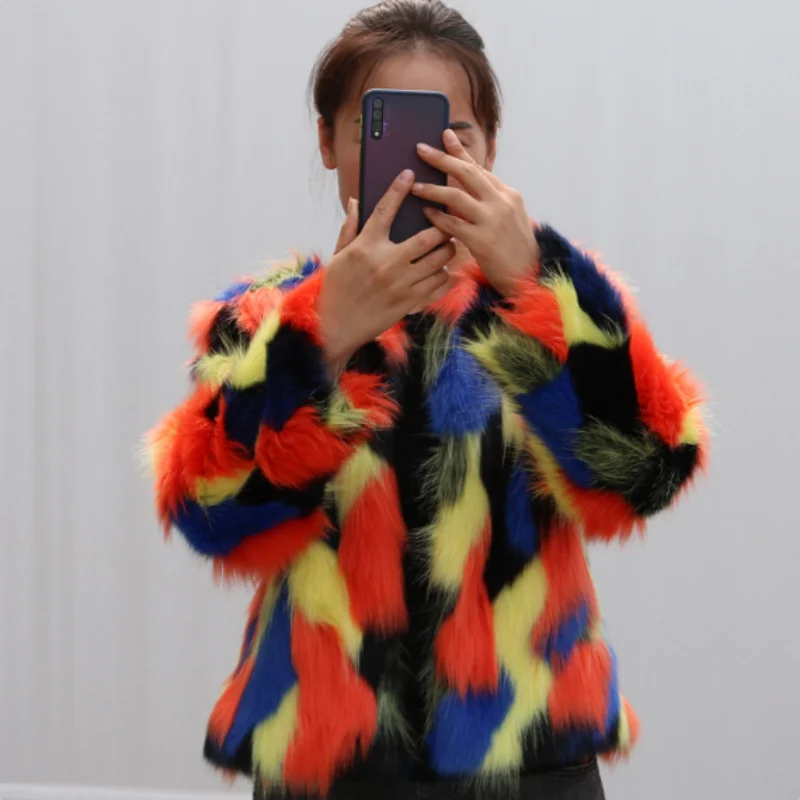 

ZXRYXGS новые модные осенне-зимние пальто 2025 бестселлер разноцветные куртки из искусственного лисьего меха женское модное пальто