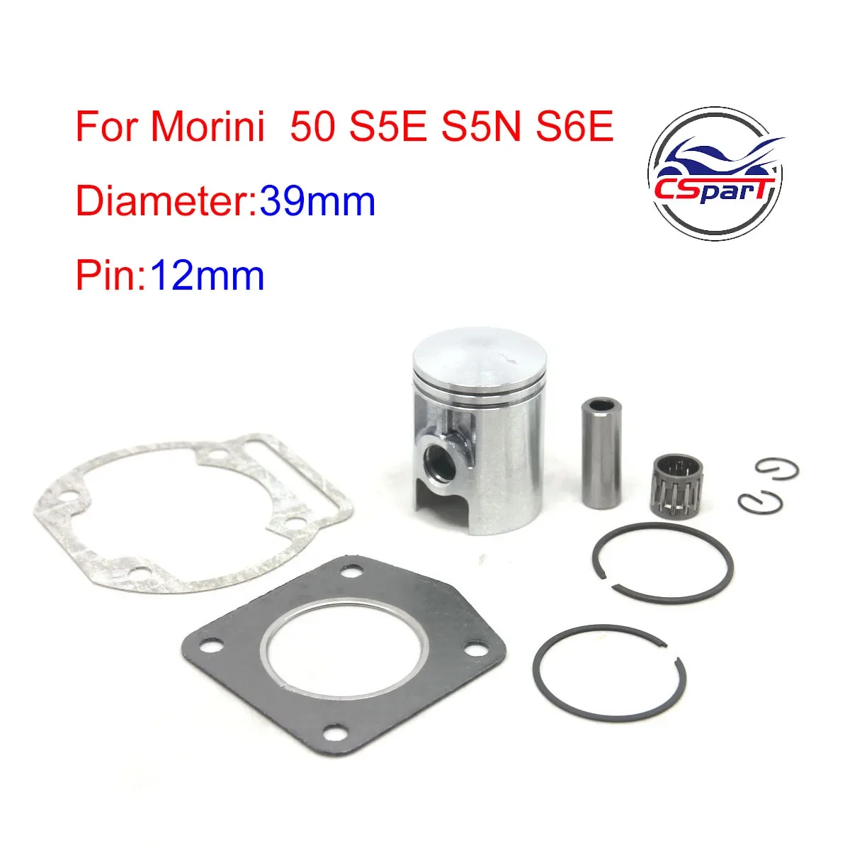 

39MM 12MM Piston Ring Bearing Gasket Kit For Husky Boy Malaguiti Grizzly LEM 50CC AC Franco Morini S6E