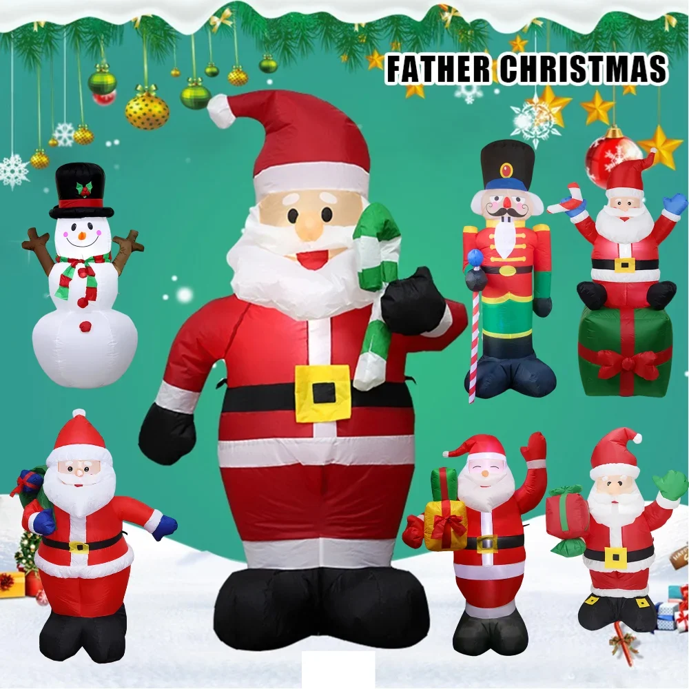 

1.5M/1.8M/2M Christmas Inflatable Snowman Decor with LED Light Outdoor Indoor Ornament Xmas Party New Year Garden Decor