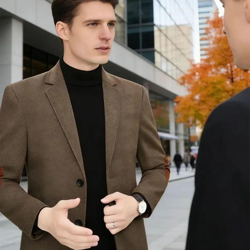 

2026 New Vintage Men's Suit Business Formal Casual Slim Fit Suits Elbow Patch Design Daily Party Wedding Dress Costume Male Suit