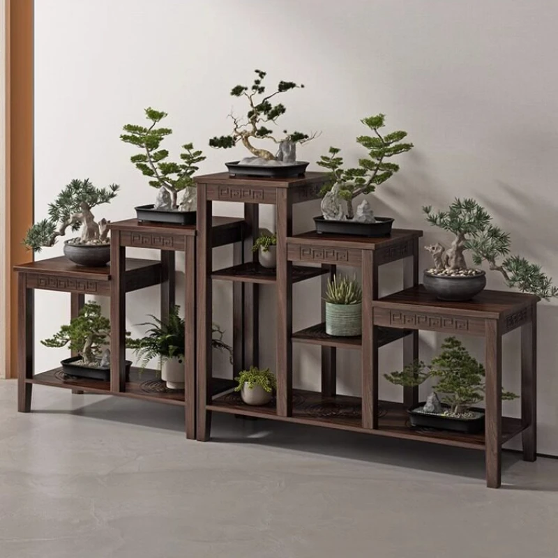 New Chinese flower rack, living room floor-to-ceiling indoor flower table, flower pot rack antique rack, ornament tea room rack.