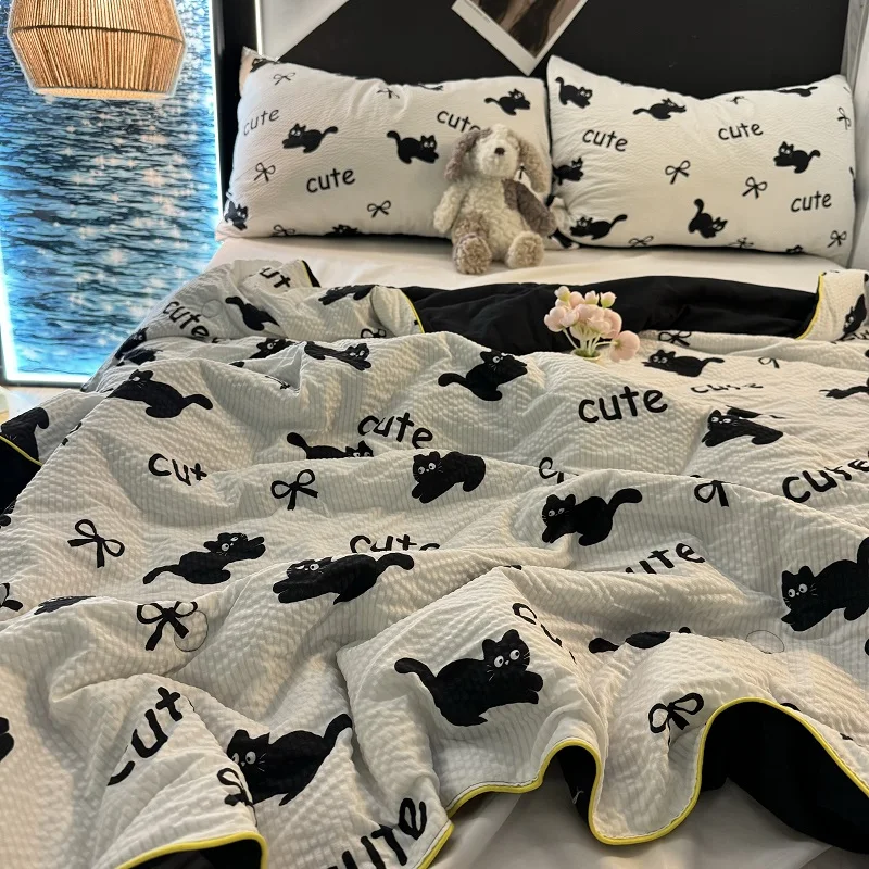 Washable Summer Air Conditioner  Cartoon Lovely Bubble Fabric Double Size Light Quilt Dormitory Thin Cover Pure Xī