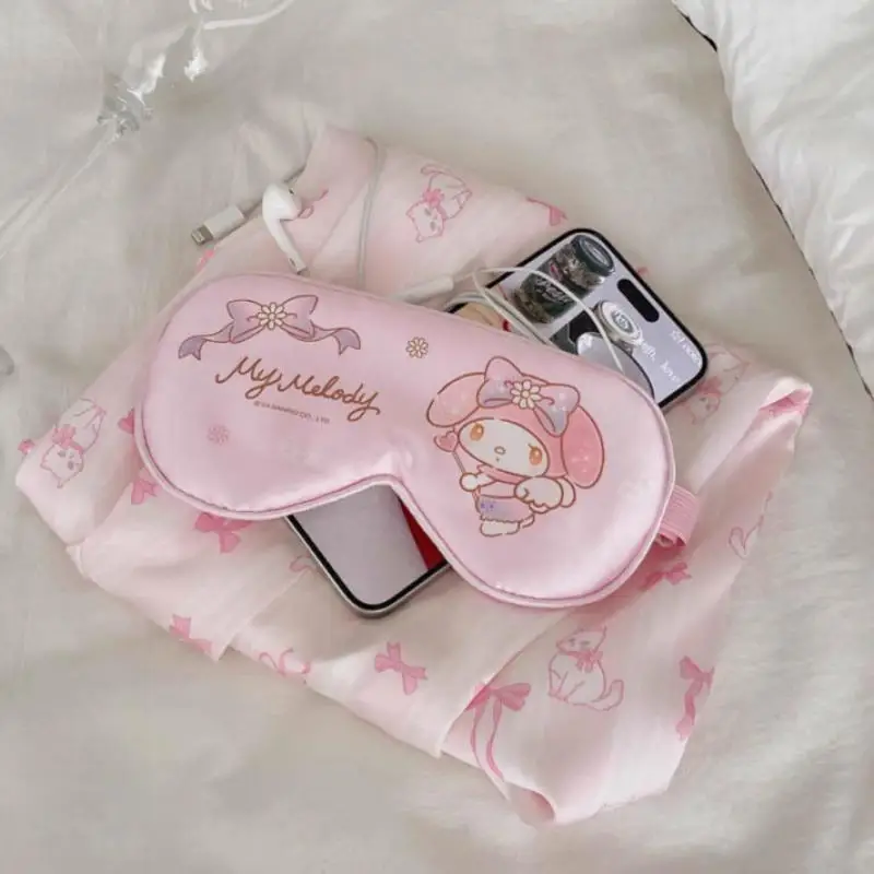 Kawaii Sanrio Hello Kitty Kuromi Cartoon Nap Time Relief Eye Protection Cover Sleep Blackout Eye Mask A Holiday Gift for Girls