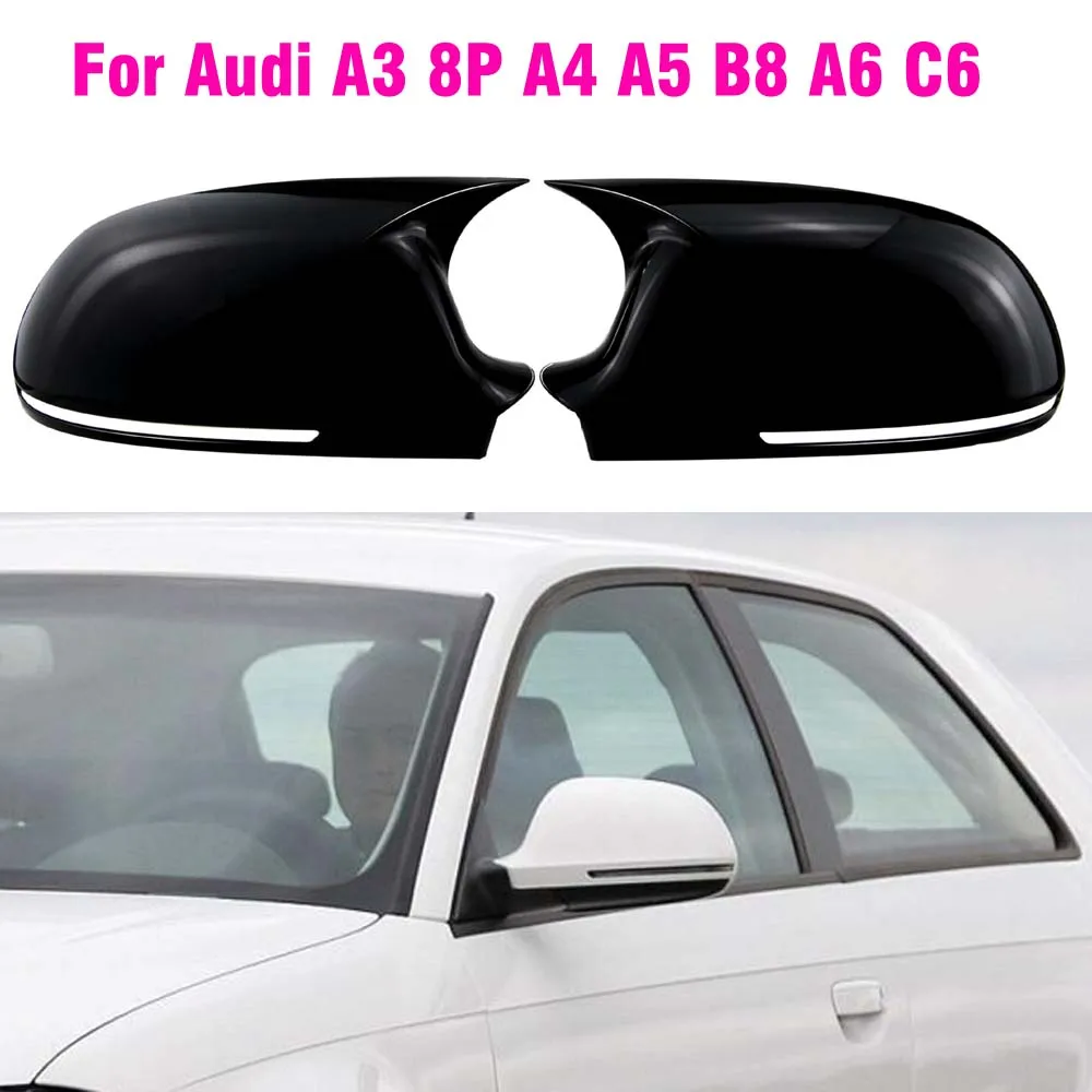 Rearview Side Wing Mirror Caps Cover For Audi A3 RS3 8P A4 RS4 A5 RS5 B8 2008-2009 A6 C6