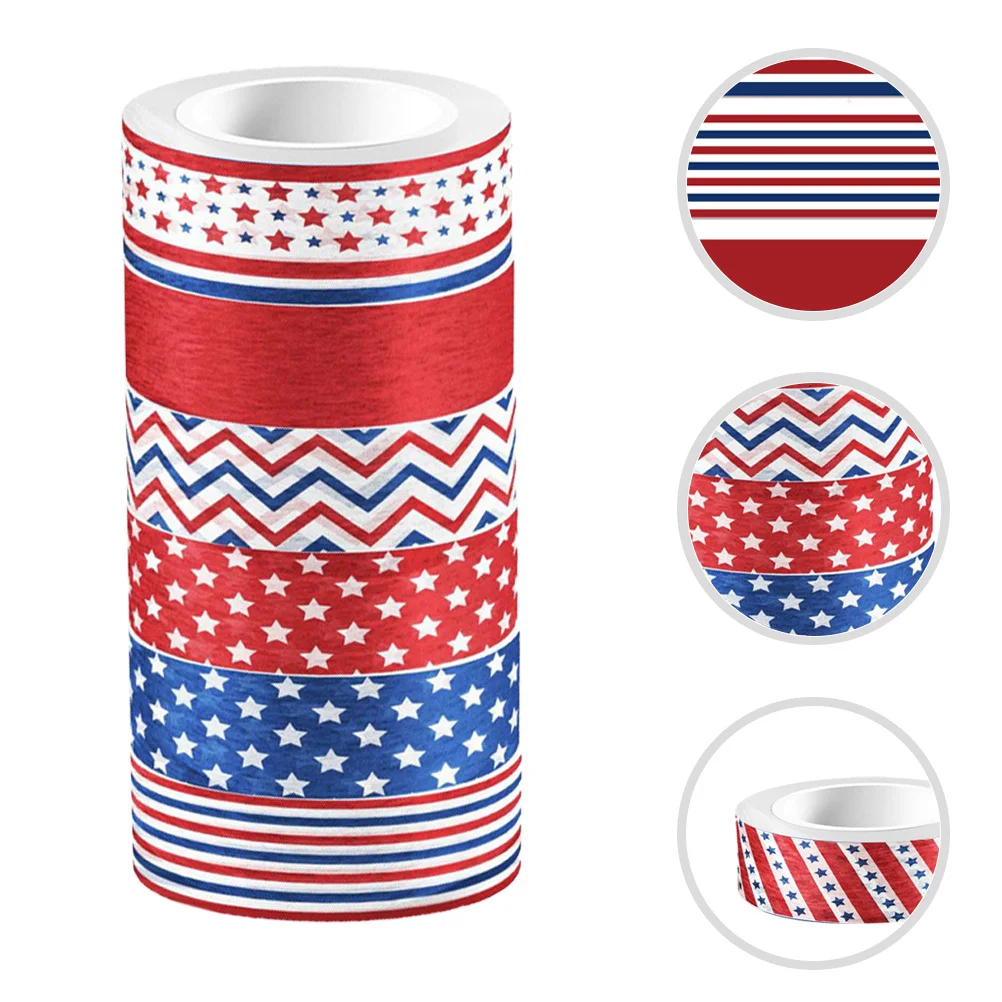 

12 Rolls Decorative Tape 4th of July Themed DIY Journal Decoration Independence Day Adhesive Tapes Scrapbook Supplies