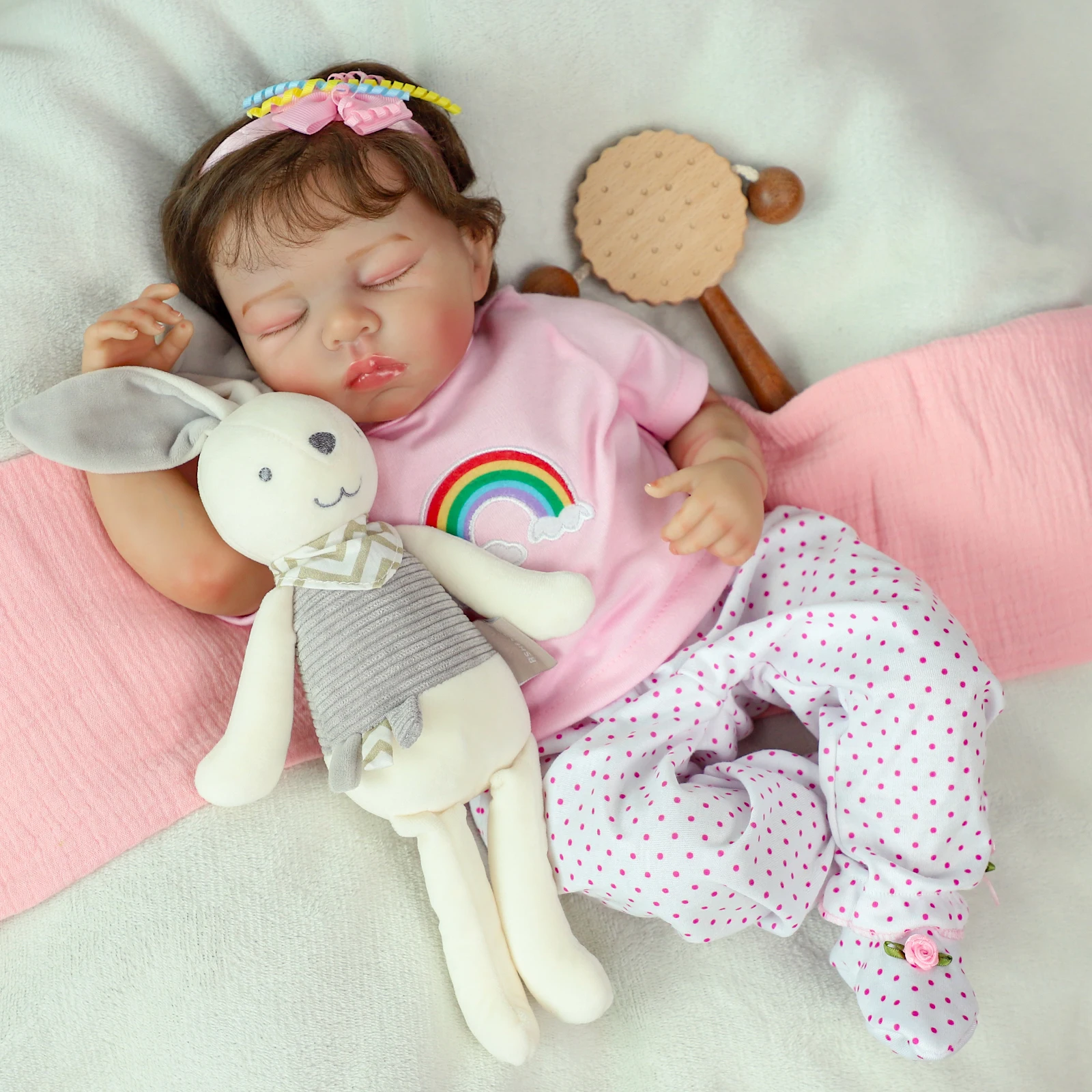Bonecas reborn realistas, 20 polegadas, bonecas recém-nascidas realistas, corpo de pano macio com brinquedo de alimentação para crianças de 3 anos ou mais