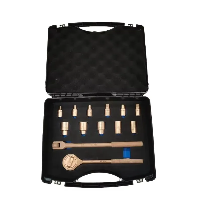 13pcs Beryllium Copper Non-Sparking Hand Tools Set for Safe Electrical Woodworking Black Color Suitable for Various Fields