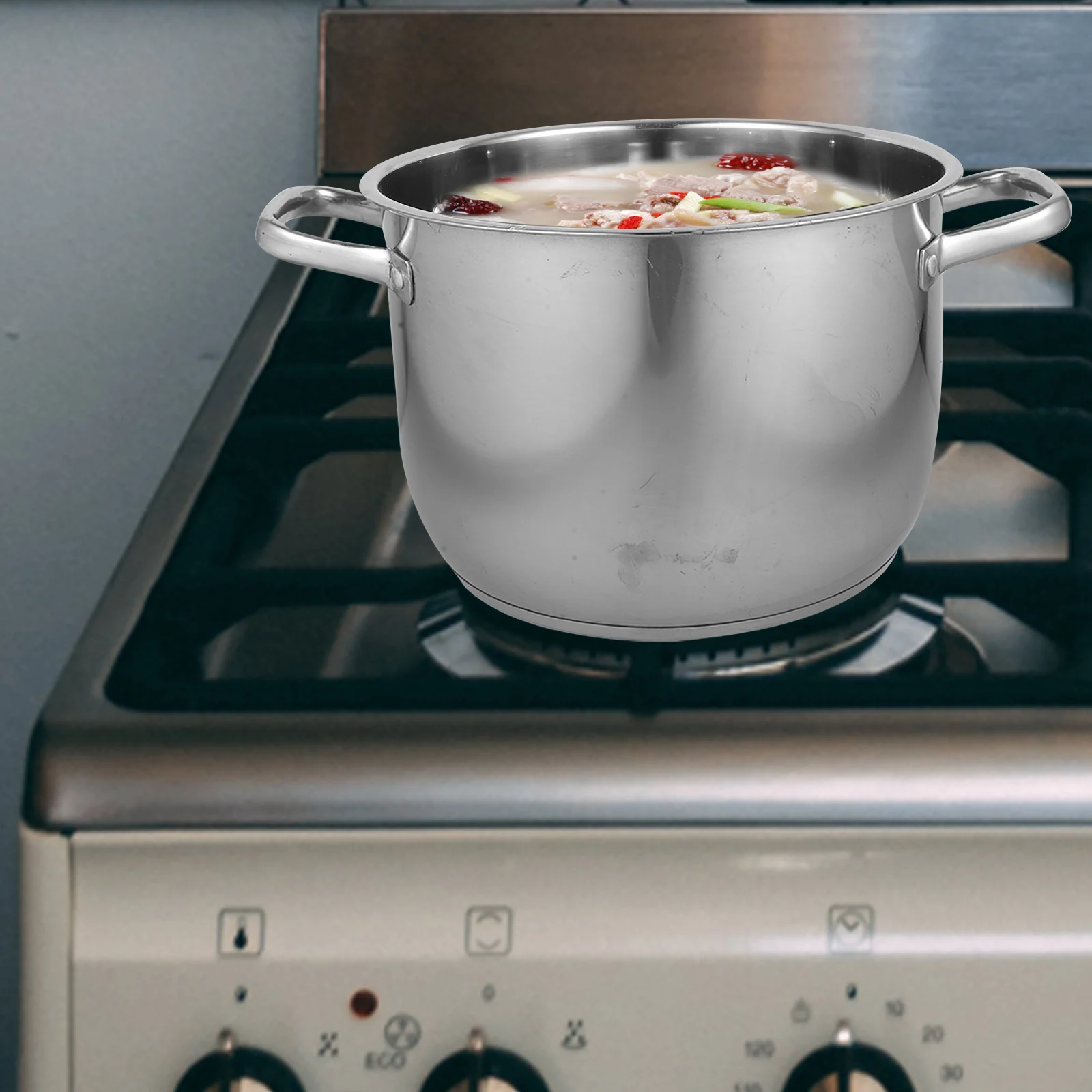 

High Soup Pot Steamer Cookware Stainless Steel Multi-Function Utensils Steam Fast Riveted Handle Glass Cover Easy Clean Kitchen
