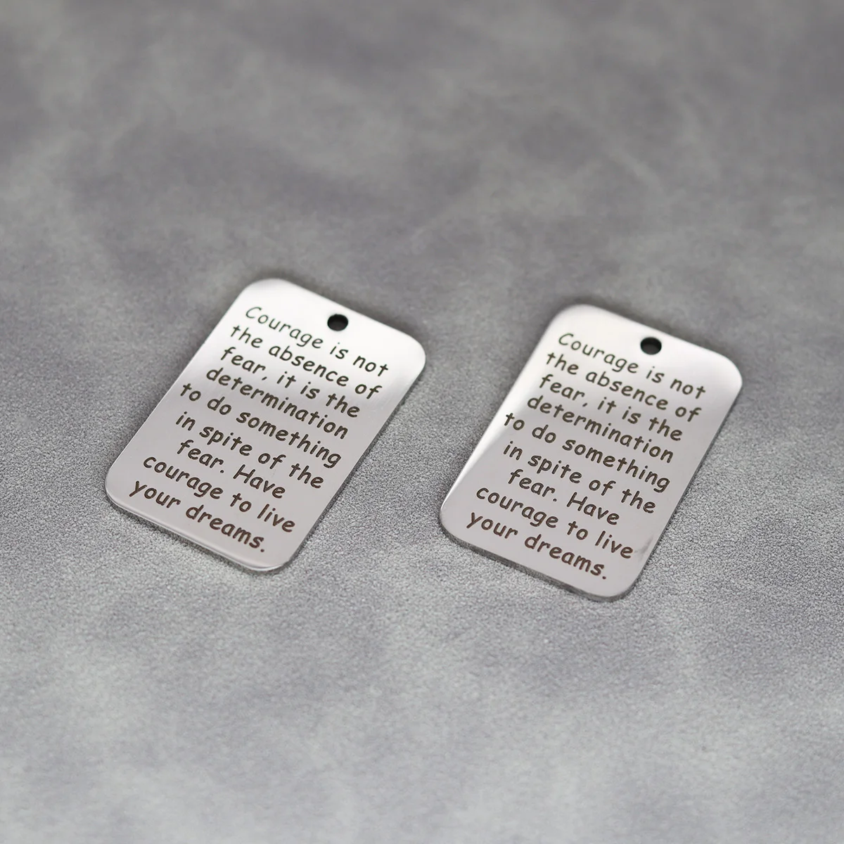 2Pcs/lot Courage Is Not The Absence of Fear It Is The Determination Laser Engraved Stainless Steel Charm For Jewelry Making Diy