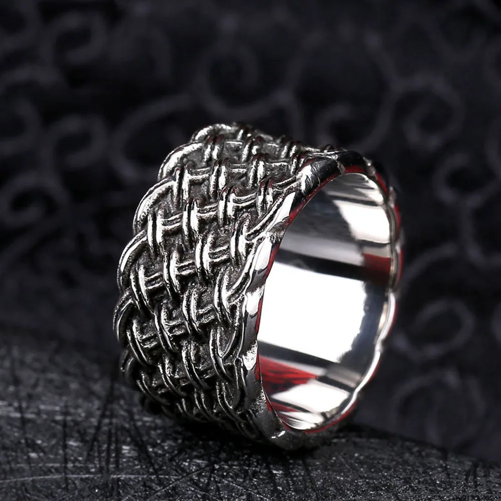 

8MM Vintage Stainless Steel Braided Ring For Men Women Punk Fashion Party Viking Celtics Knot Rings Jewelry Gift Wholesale