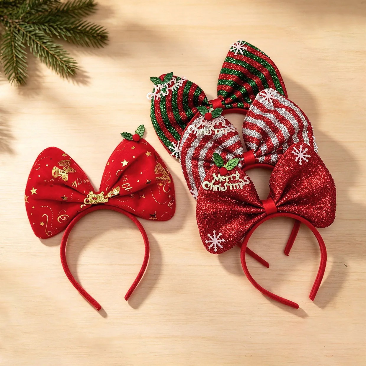 Christmas Headband Big Bow hariband Unisex Striped hair band Sequins Holiday Hair Hoop Christmas Party Hair Accessories