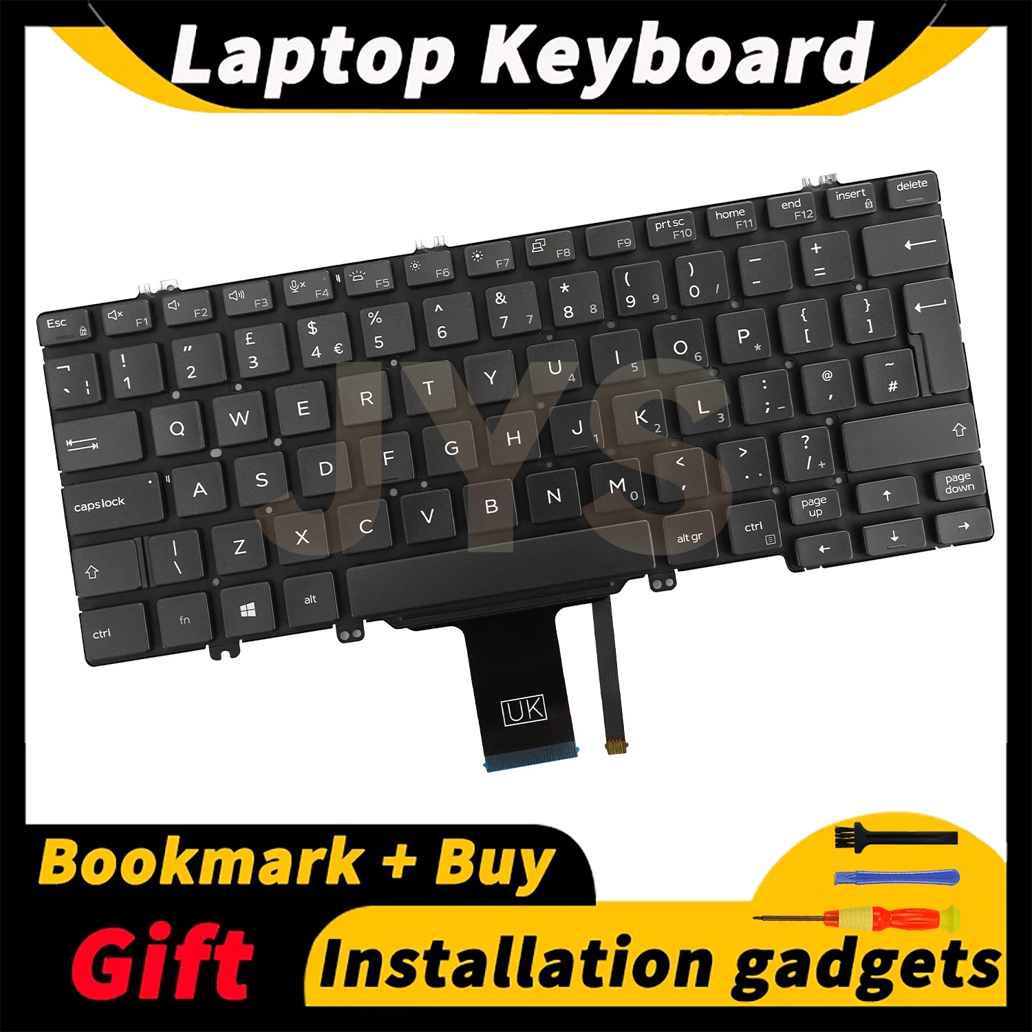 Geschikt voor DELL latitude 3300 5200 5300 7200 7300 3301 laptop vervangend toetsenbord met achtergrondverlichting UK-indeling