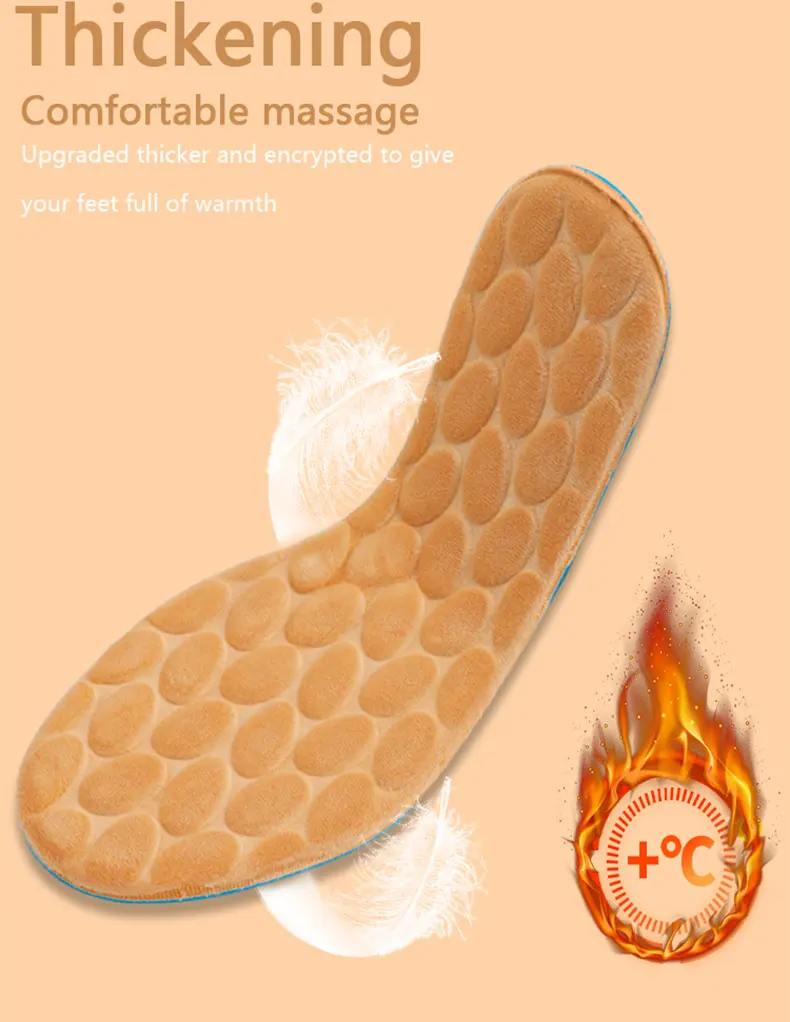 Winter Warm Shoe Insole Plush Snow Boots Thermal Inserts Men Women Sports Running Heating Pads Cotton Comfort Soft Foot Cushion