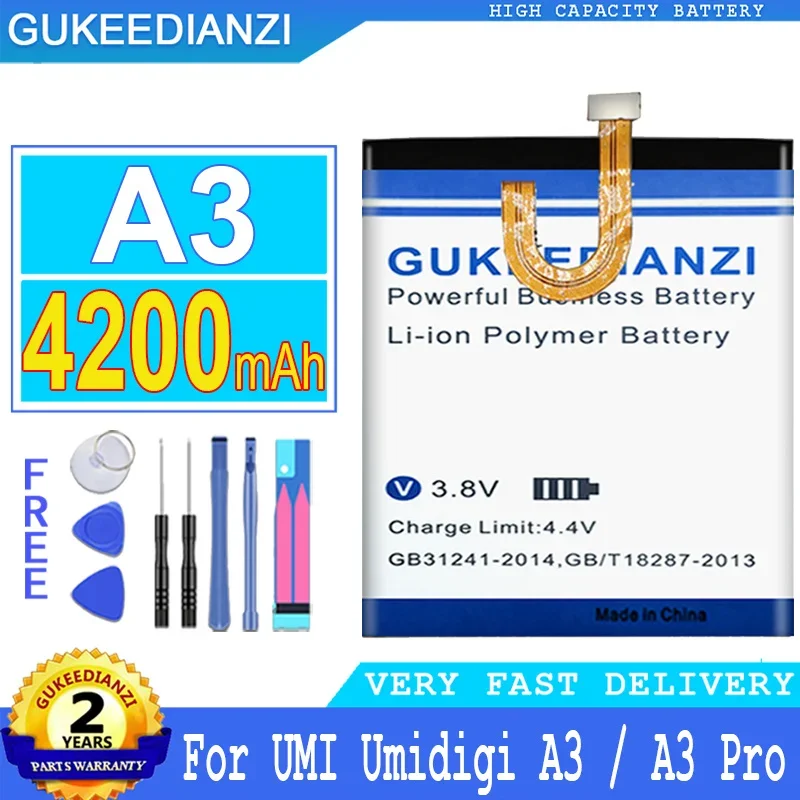 

4200mAh GUKEEDIANZI Battery For UMI Umidigi A3 / A3 Pro A3Pro Big Power Bateria