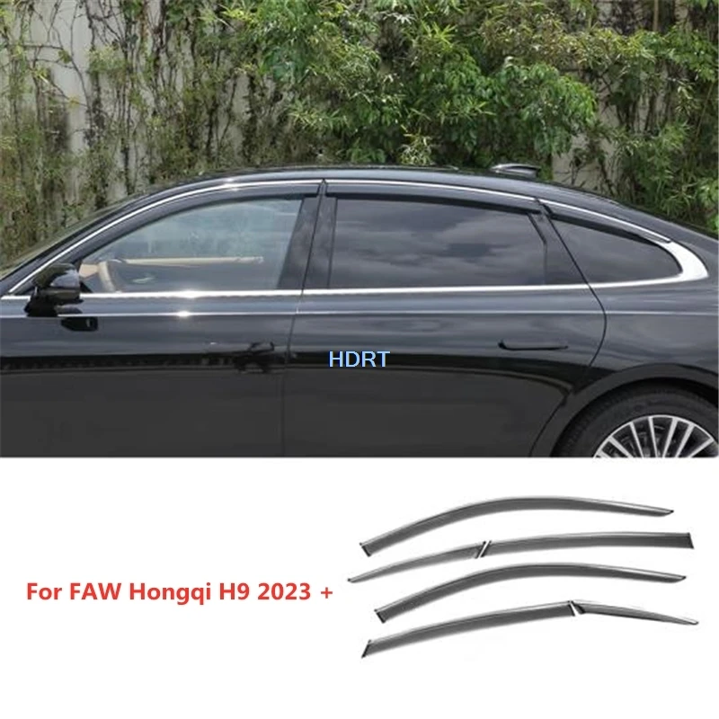 

Car Styling Door Window Visor For FAW Hongqi H9 2023 + Wind Rain Sun Screen Smoke Guard Deflector Vent Shelter Weather Shield