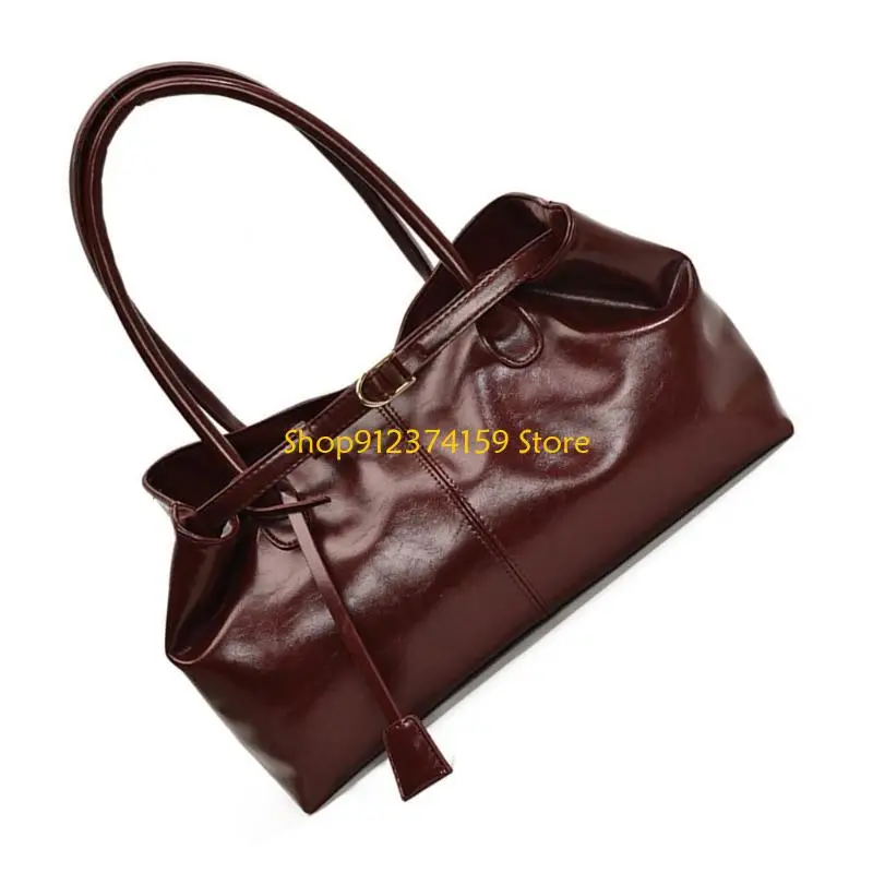 

G5AE Large Capacity Shoulder Bag for Woman Top Handle Bag Underarm Bag PU Leather Armpit Bag Shopping Bag Retro Handbag Purse