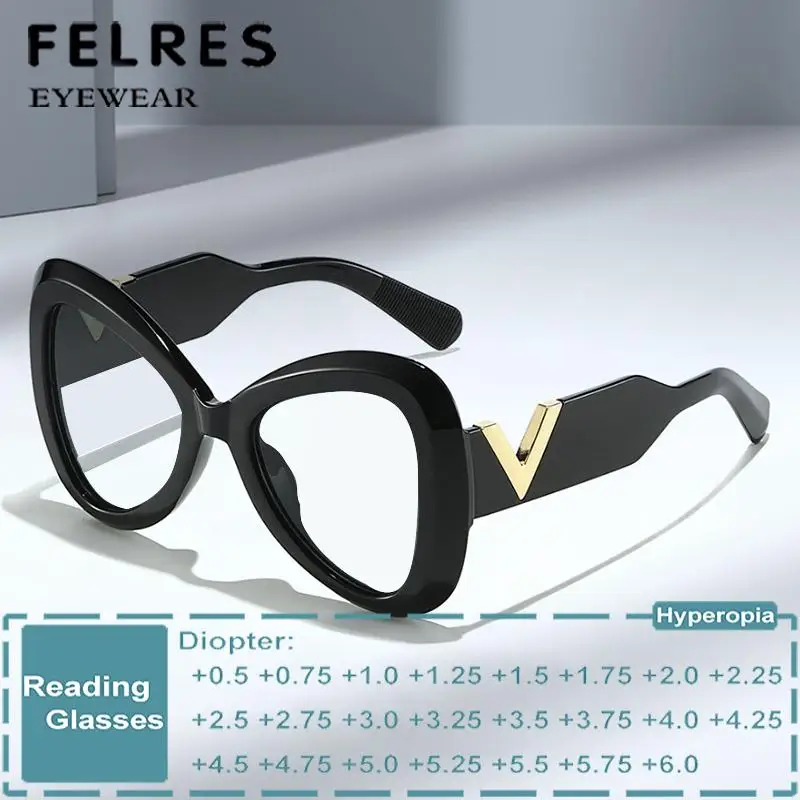

Large Frame Fashion Anti Blue Light Butterfly Reading Glasses Women Brand Design Prescription Optical Glasses Presbyopic Glasses