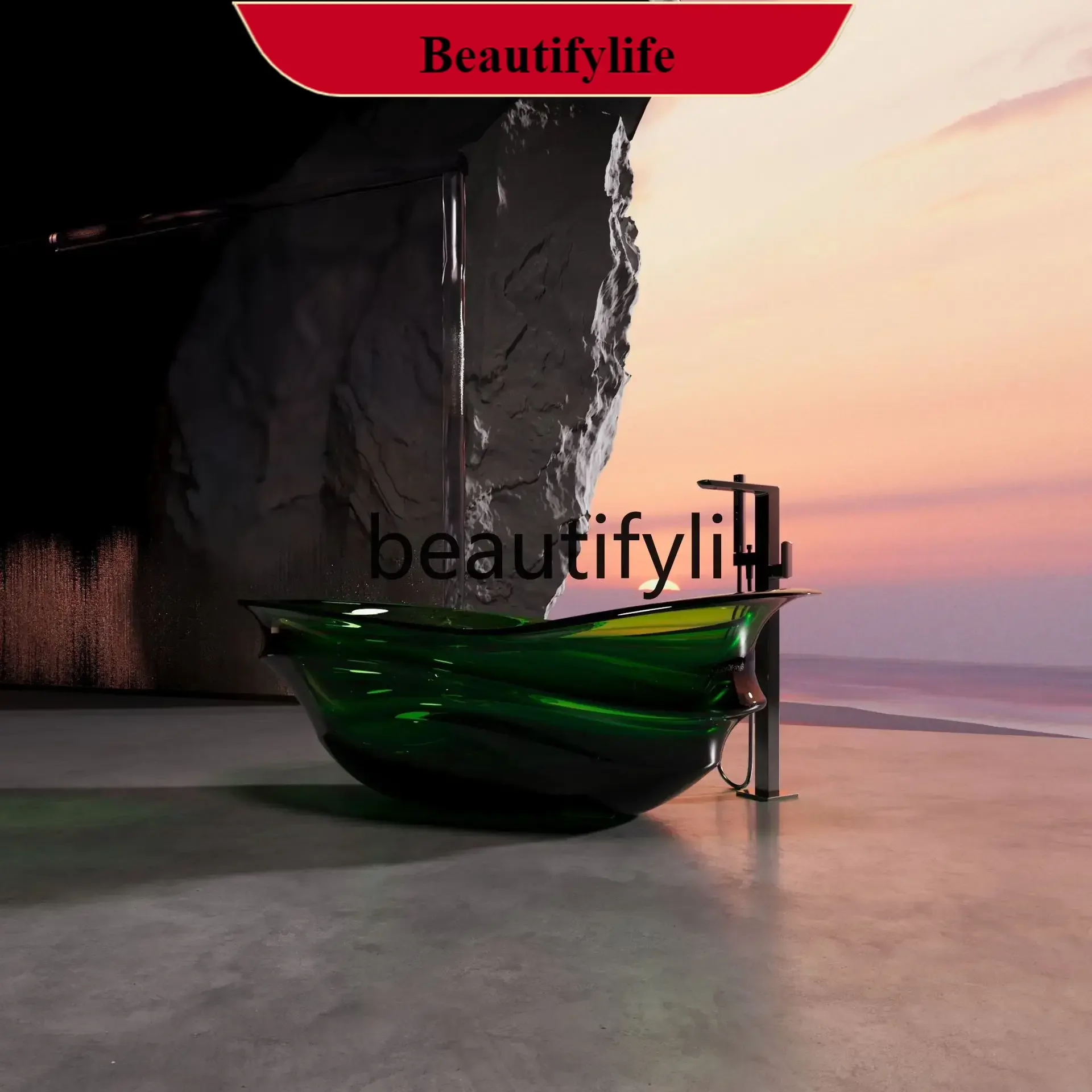 

F56 Transparent color crystal resin bathtub integrated independent family hotel homestay bathtub simple cream style