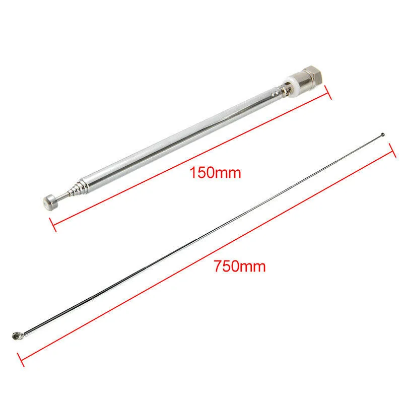 DAB FM Radio Rod Antenna Copper Telescopic Aerial With F-male Connector And 3 Adapters HiFi AV Receiver