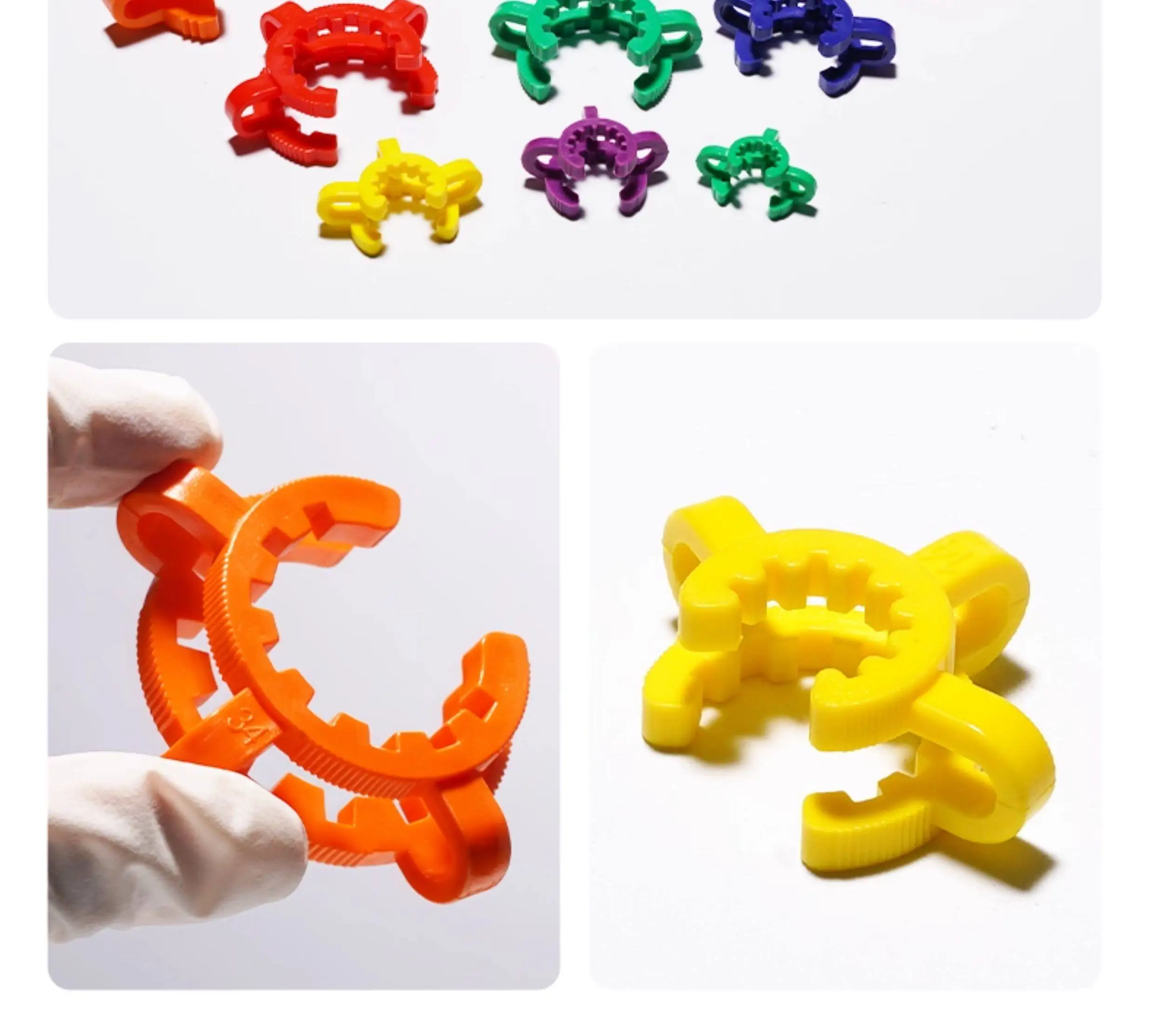 Lab Plastic 9 pcs Keck Clamp10/12/14/19/24/29/34/40/45mm for Glass Standard Conical Interface Clip Ground Glass Joint