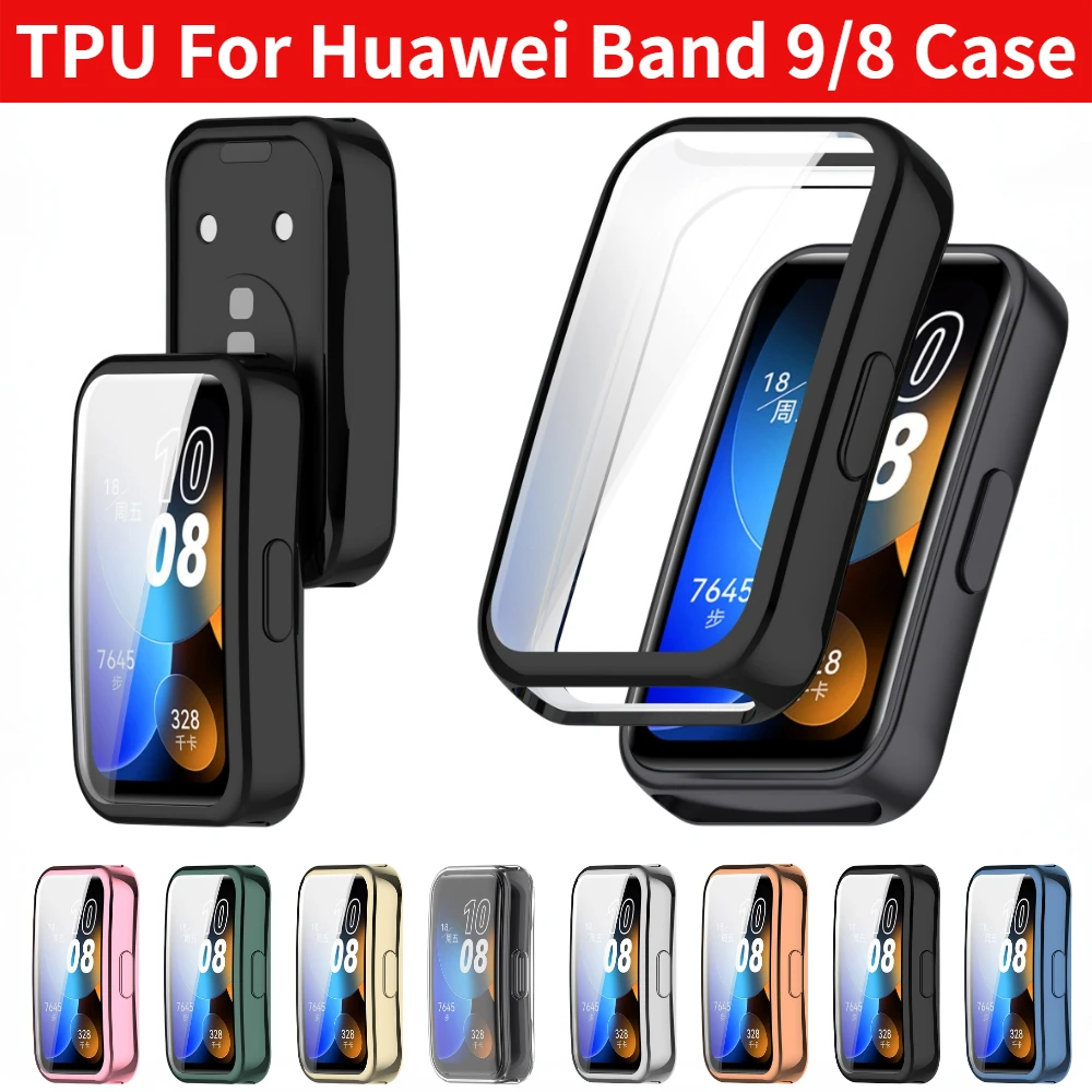 Soft TPU Case for Huawei Watch 9/8 Full Screen Protector Shell Bumper Plated Cases For Huawei band 8/9 smart watch Accessories