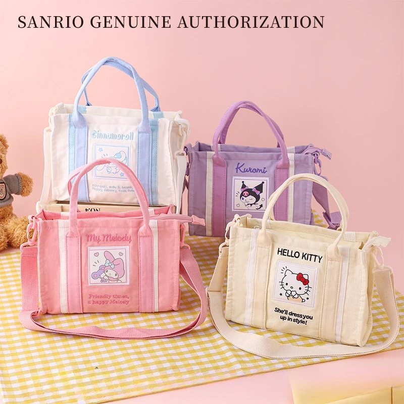 

Милая мультяшная сумка Sanrio для путешествий, маленькая, свежая, портативная, вместительная, из холщовой ткани, с большой вместимостью для хранения.
