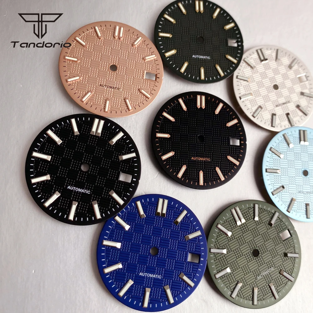 28.5mm NH35 Automatic Watch Dial Texture Face Luminous Baton Marks Fit For Engineer Style Wristwatch Accessory Replacement Parts