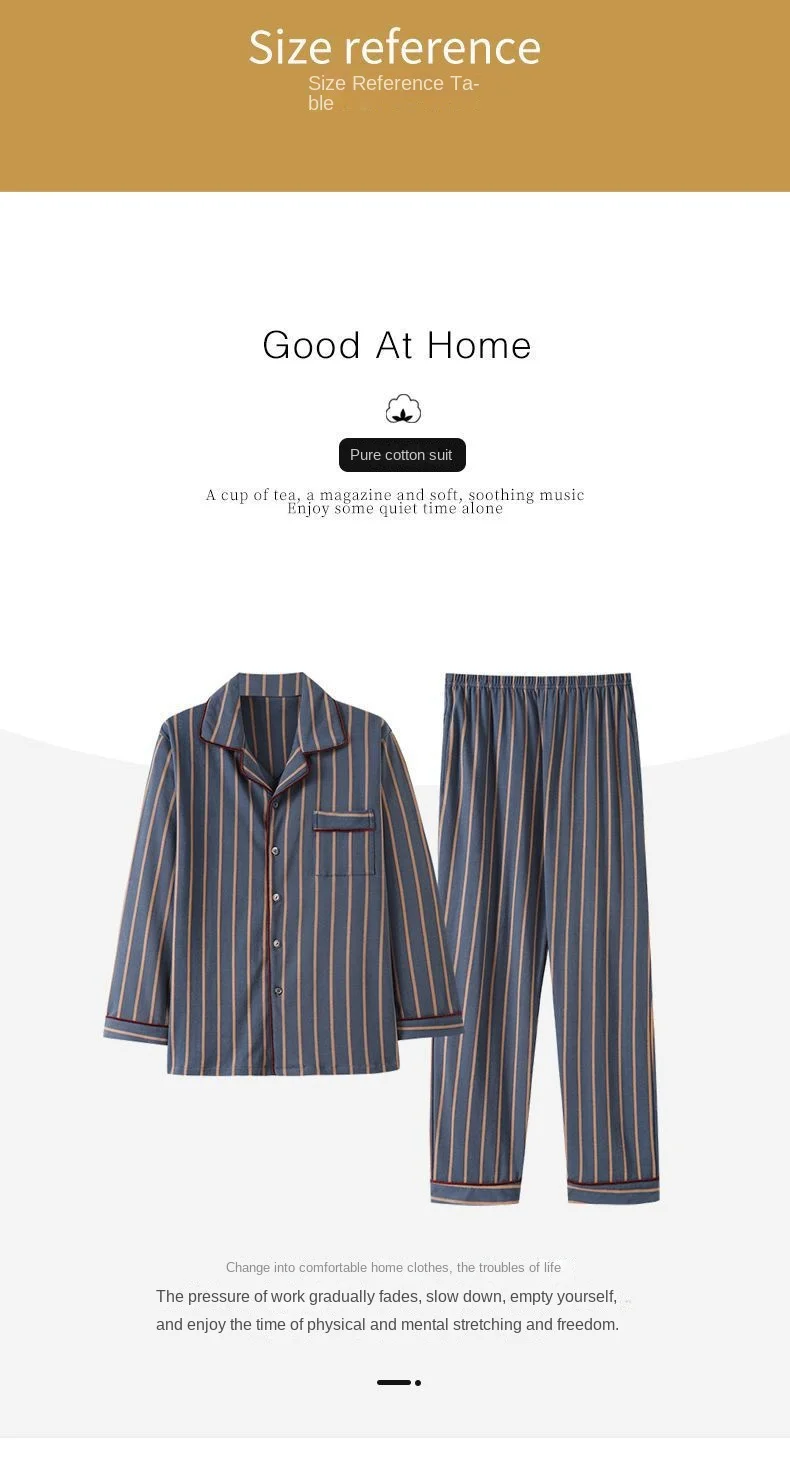 Frühling Herren Herbst und Winter langärmelige lange Hosen mittleren Alters dünner Abschnitt von Pyjamas Nachtwäsche Homewear Anzug Loungewear – Detail 10
