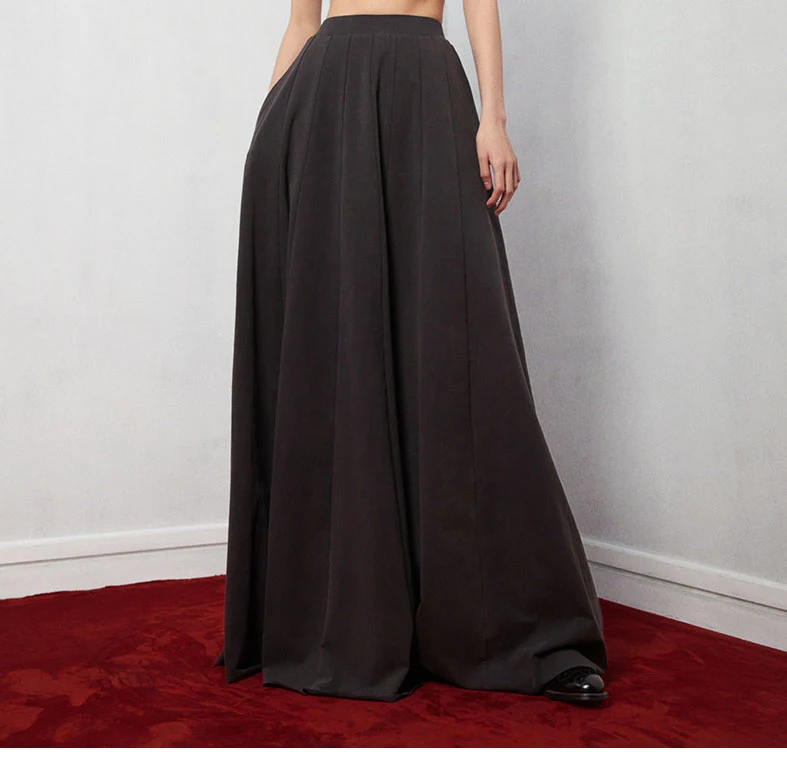 

SuperAen Long Black Fashion Skirt for Women 2025 Spring and Autumn New Simple High-waisted A-line Skirts