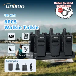 UNIKOO UK623 Walkie Talkie 6 Pcs Restaurant Professional Radios PMR Mini Walkie Talkie Kit Communication Radio Intercom Two-way