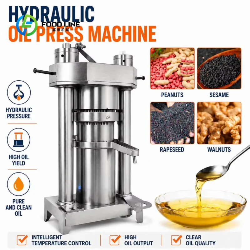 Hot Selling Automatic Hydraulic Oil Press Machine for Commercial Use Soybean & Sesame Oil Cold Pressing High Capacity