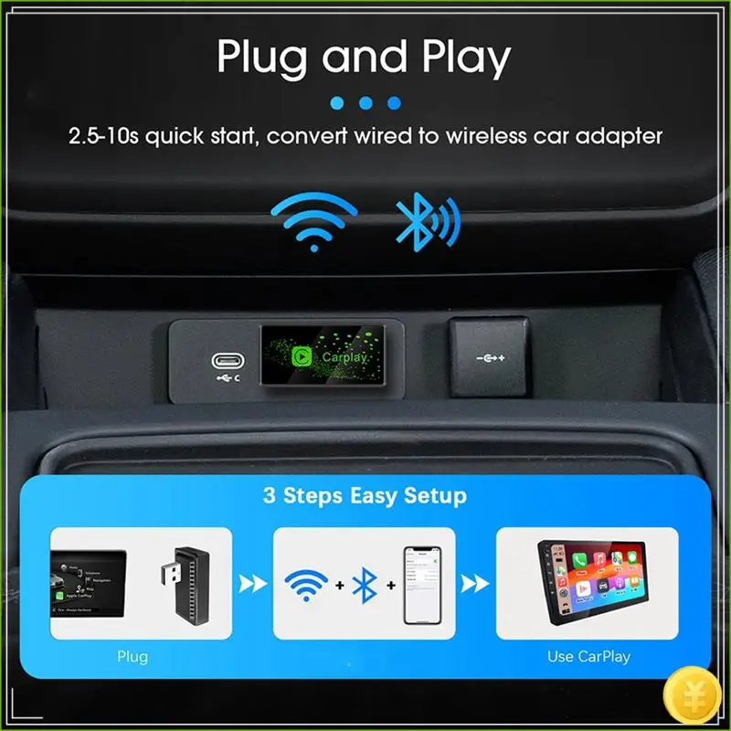 

Wireless Carplay Adapter For Iphone Benz Honda Ford Chery Volvo Hyundai Porsche VW Jeep Mazda