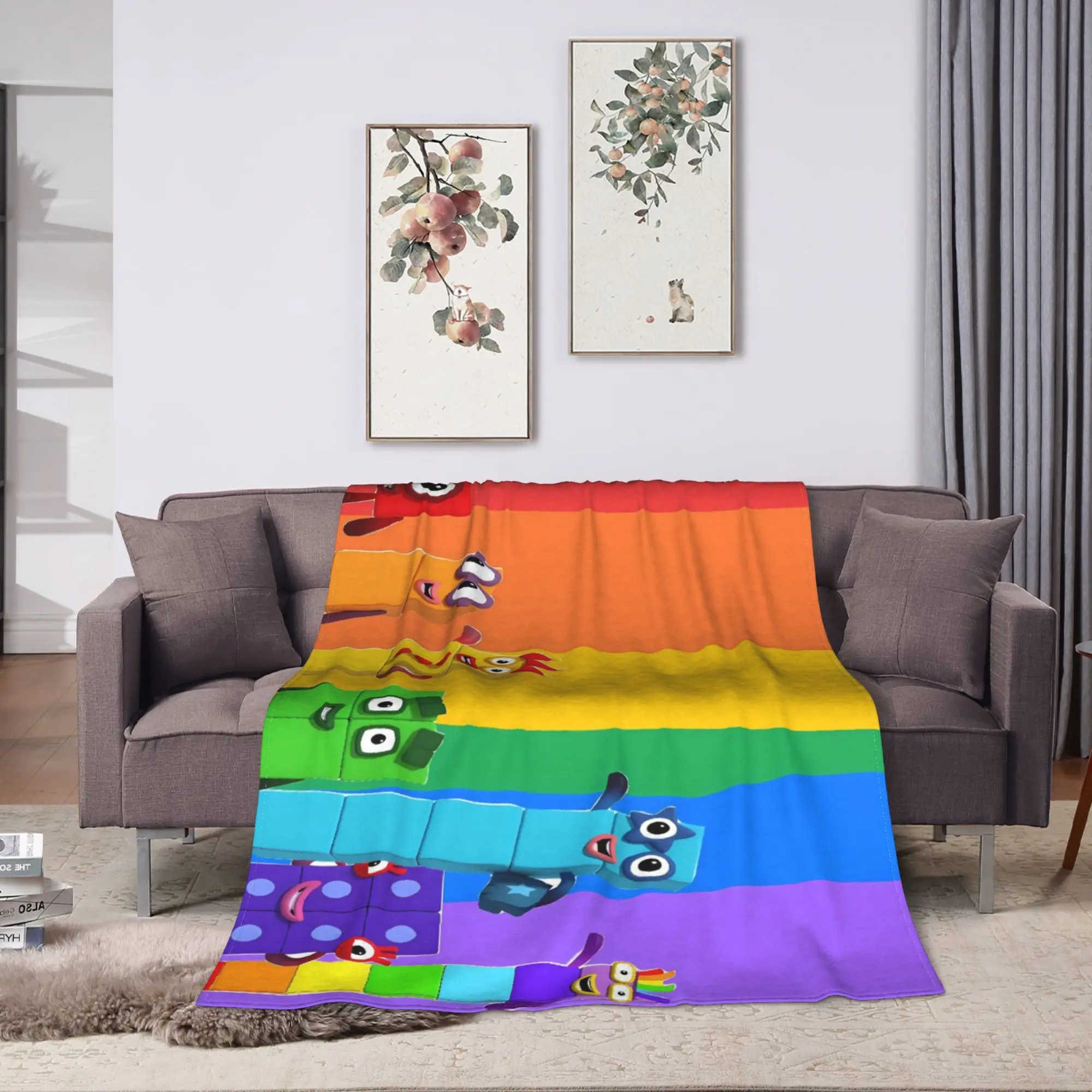 Cartoon N-Numberblockes Flannel Blankets  Super Soft Throw Blanket for Bedroom Picnic Novelty Bedspread Sofa Bed Cover
