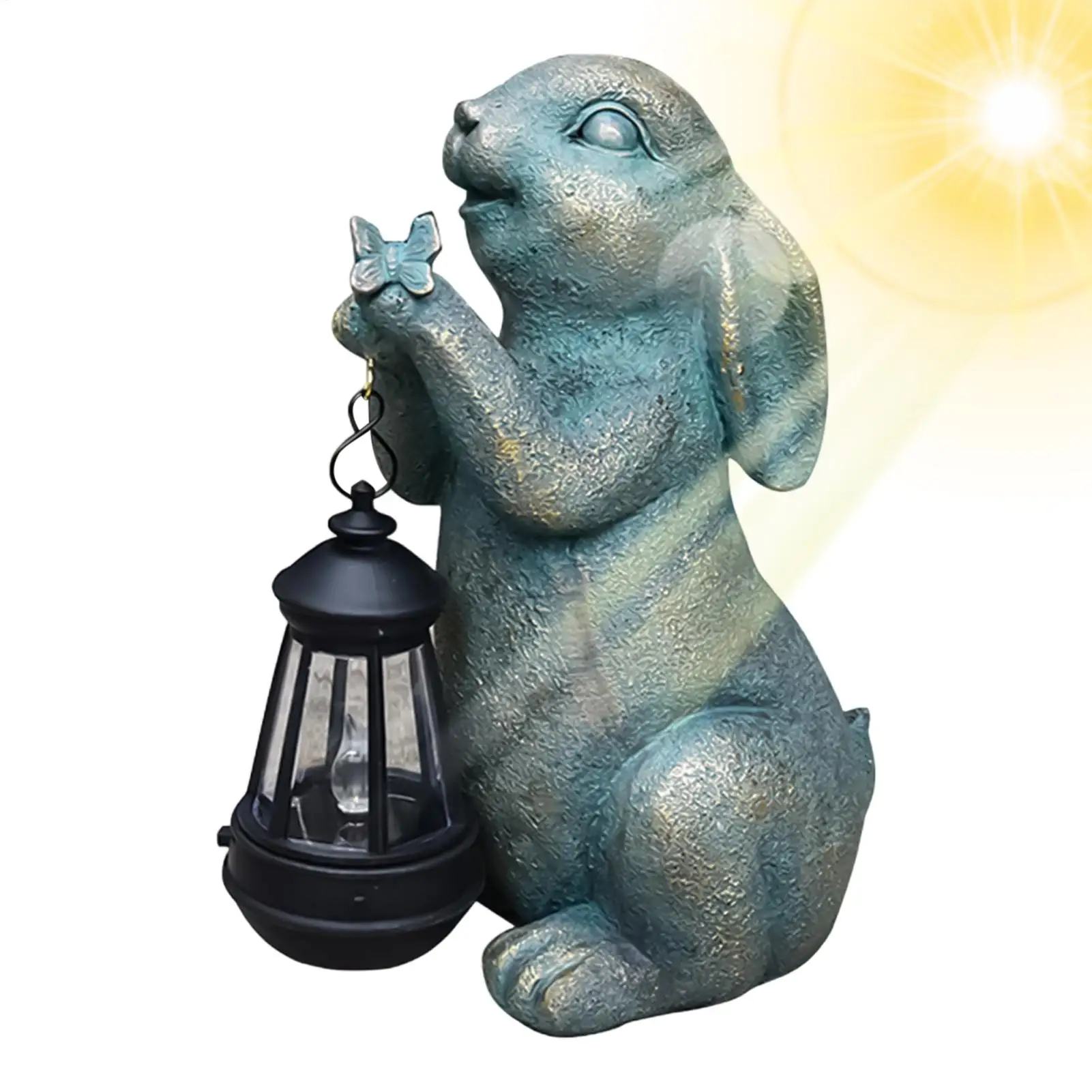

Bunny Garden Decor Vintage With Solar Light Sculpture Ornament Art Yard Statue For Home Lawn Outside Porch Patio Christmas
