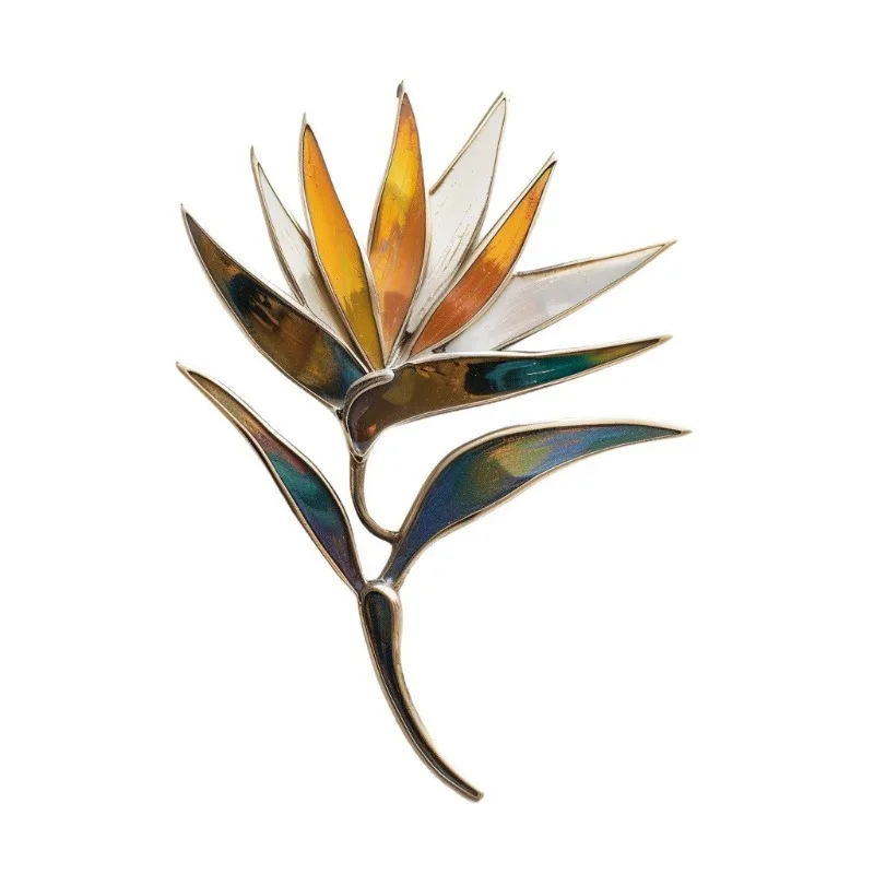 Strelitzia brooch, light luxury high-end holiday flower gift pin jewelry brooch