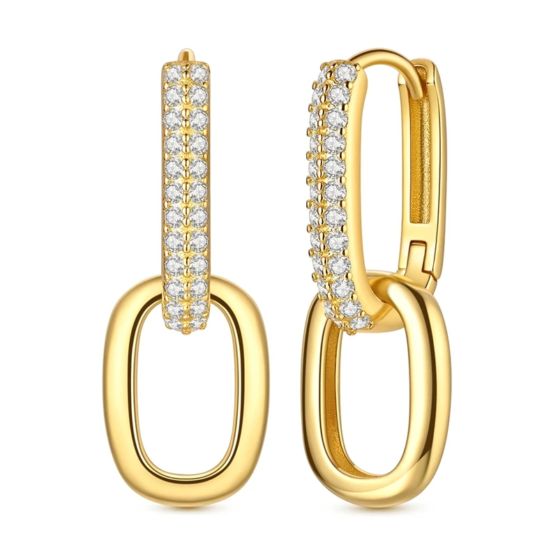925 Sterling Silver Earrings Women Gold Sparkling U-Shaped Double Hoop Earring For Anniversary Wedding Jewelry Gifts