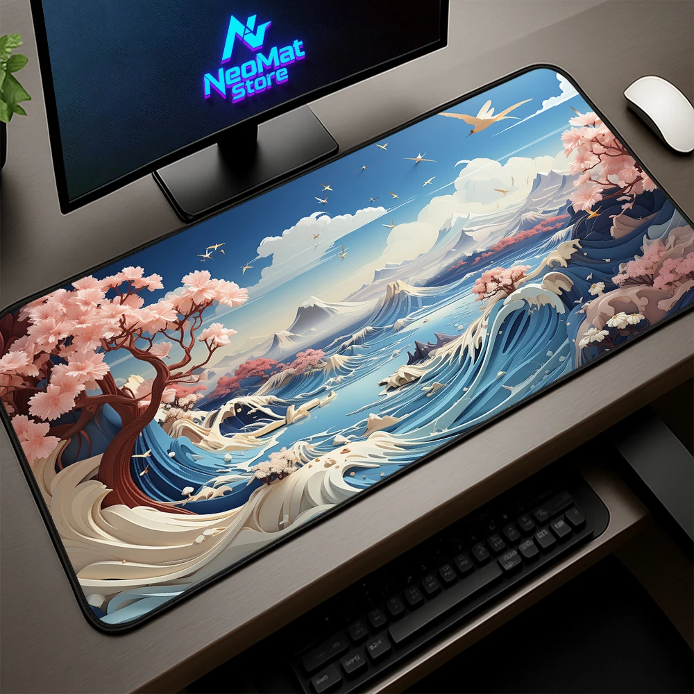 Blue Mouse Accessory Mouse Pad Sakura Mouse Mat Landscapes Japanese Mount Fuji Cherry Blossom Maus Pads Gaming Keyboard Support