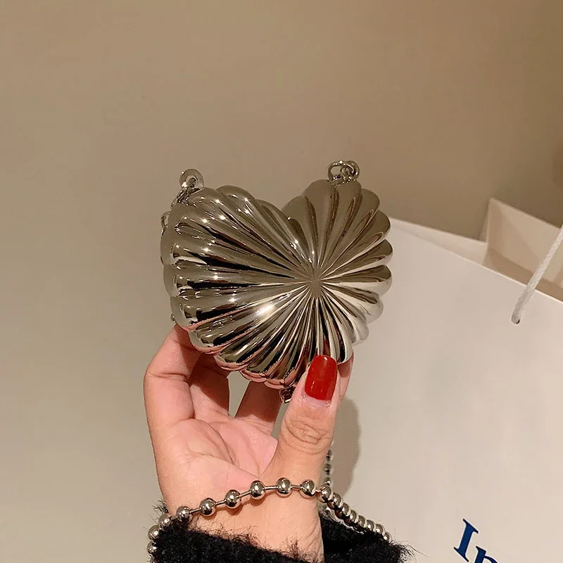 Osobowość Love Heart Mini metalowa szminka torba na ramię dla kobiet torba z łańcuszkiem na ramię torebka i torebka damska kopertówka