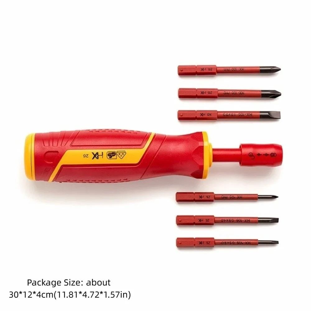 6-in-1 Isolierter Schraubendreher-Satz, Multi-Tool Schnellwechsel-VDE-Schraubendreher-Bit-Set mit Etui, Austauschbares Schraubendreher-Kit – Detail 1