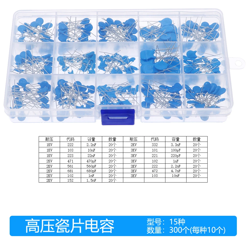 10/15/18 kind X 10/20PCS Set High Voltage Ceramic Capacitor Assortment Assorted Kit Box 1nF 2.2nF 10nF 22nF 0.47nF 0.56nF-10nF