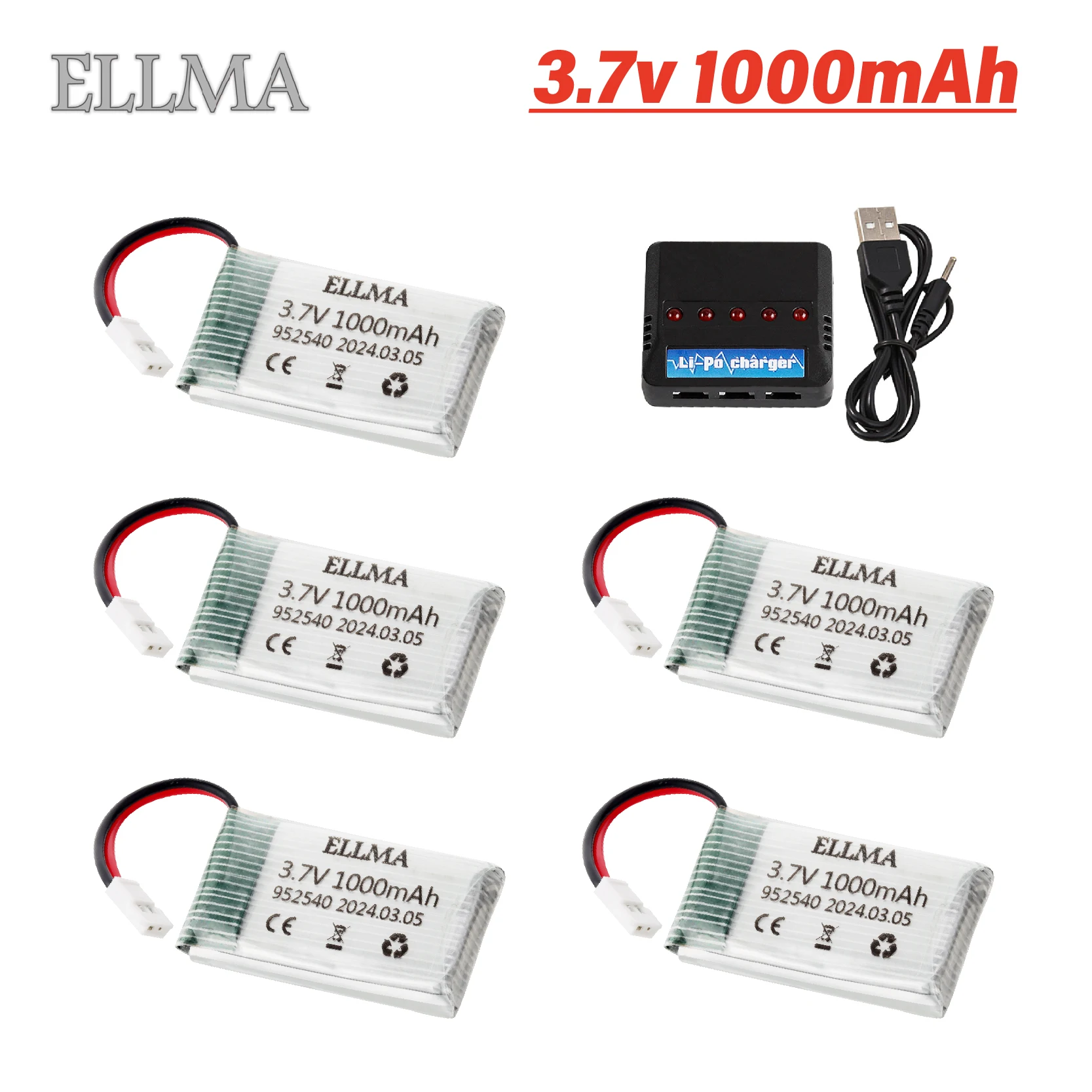 1000mAh 952540 drone Lipo Battery for Syma X5 X5C X5C-1 X5S X5SW X5SC V931 H5C CX-30 CX-30W RC Quadcopter 3.7v Drone battery