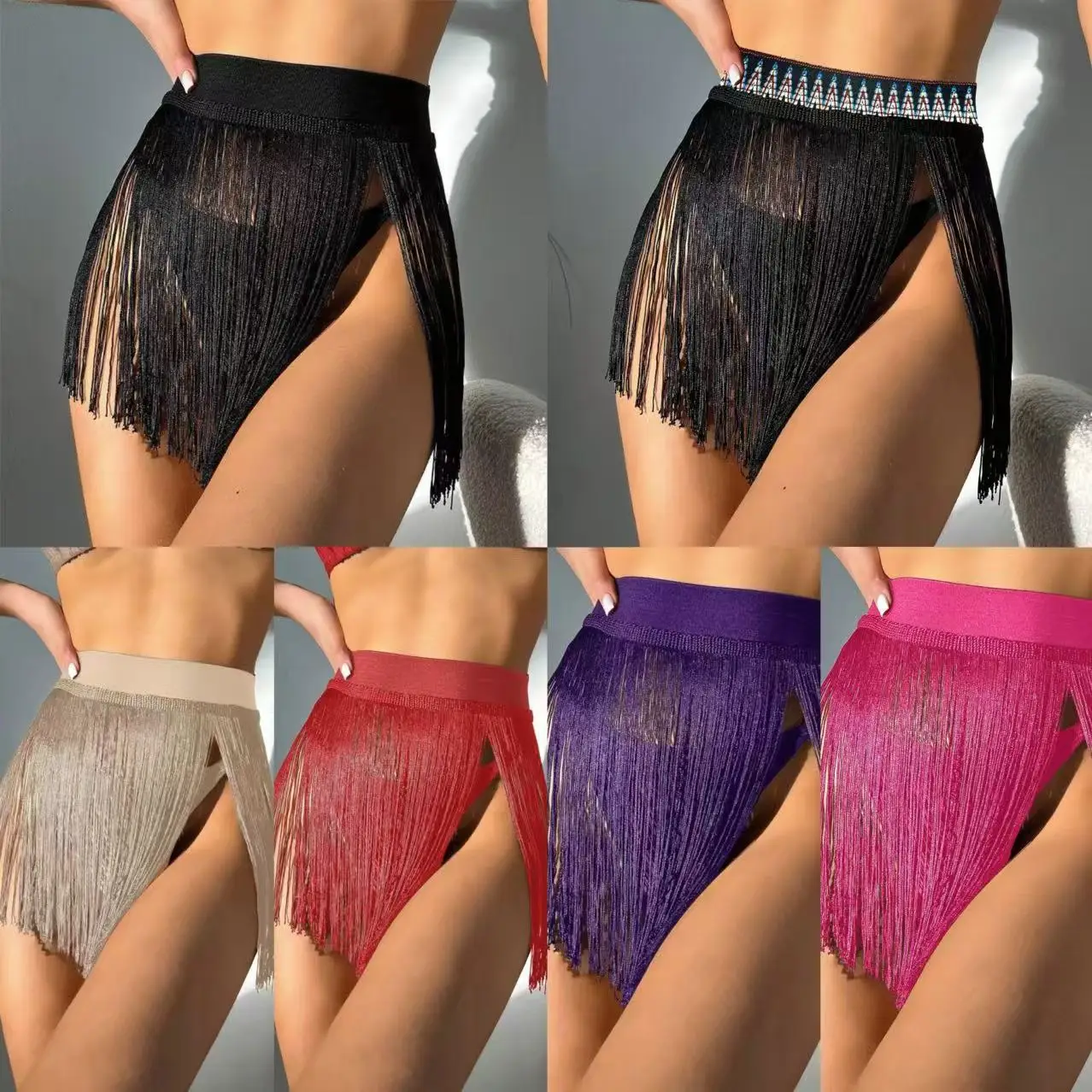 Sexy Women High Waist Fringe Tassels Skirts Solid Summer Mini Skirt Ladies Girls Party Punk Rock Costume Clubwear