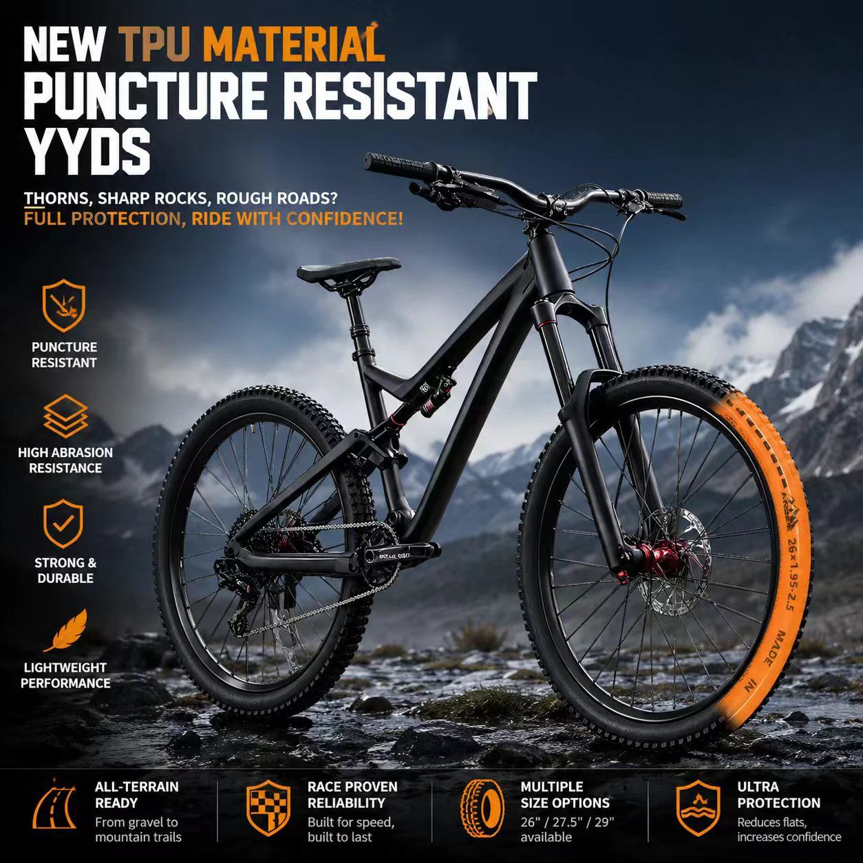 KRSEC TPU MTB Fahrrad-Schlauch 29 26 27,5 29x1,95-2,6 Zoll Mountainbike-Reifen Schrader-Ventil AV Pneu 29er Fahrradschlauch – Detail 3