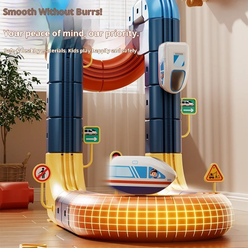 Snaen magnetische elektrische treinset voor kinderen - STEM educatief bouwspeelgoed, creatief doe-het-zelf anti-zwaartekracht auto Montessori speelgoed