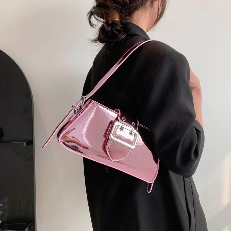 Fashion Mirror Handbags for Women Patent Leather Underarm Shoulder Bag Woman High Quality Party Candy Color Luxury Female Bag