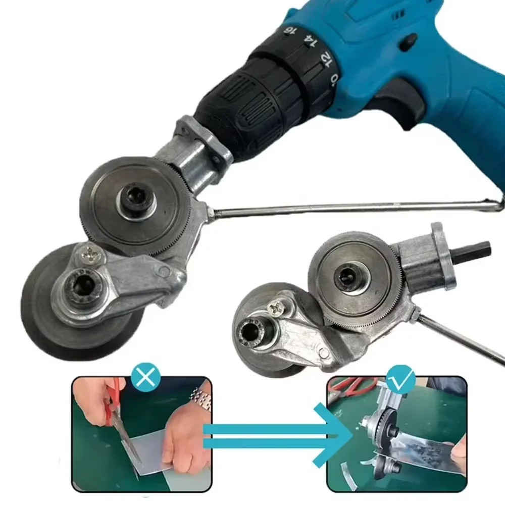 

Metal Cutter Retrofit Shear Quick Cutting Attachment Electric Drill Plate Cutter Free Cutting Tool Steel Alloy Sheet Sharp Cut