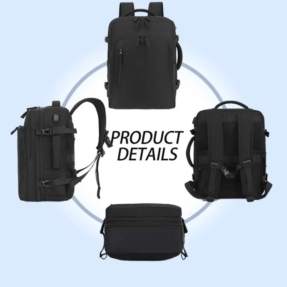 New Polyester Fiber Expandable Travel Backpack Large Capacity Waterproof Business Backpack Multi-purpose Traveling Bag Men