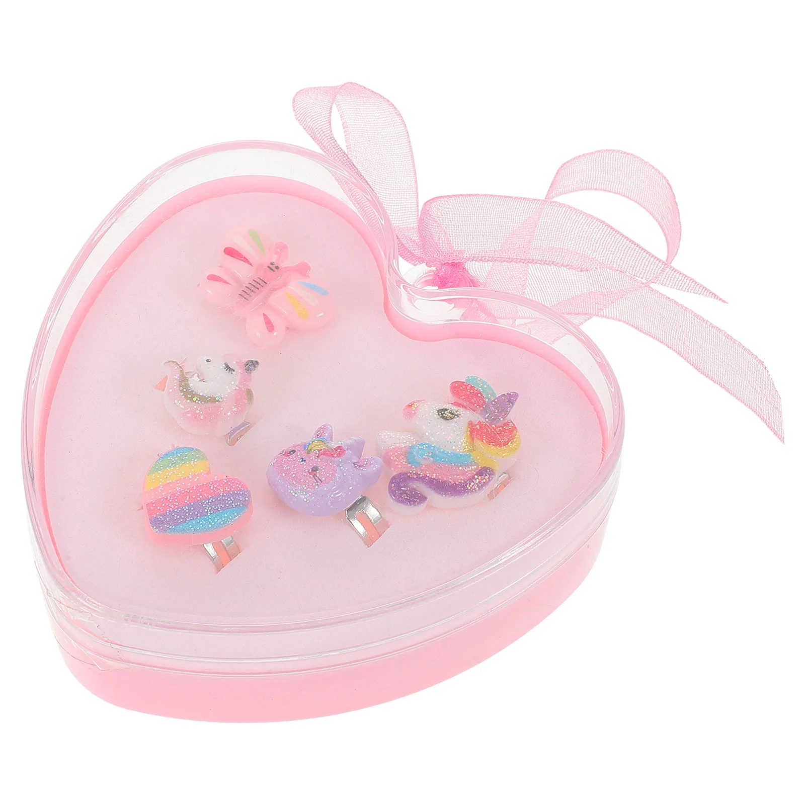 Unicorn Ring Toddler Girl Jewelry Kids Gift Rings Plastic for Gifts Finger Boxed Girls