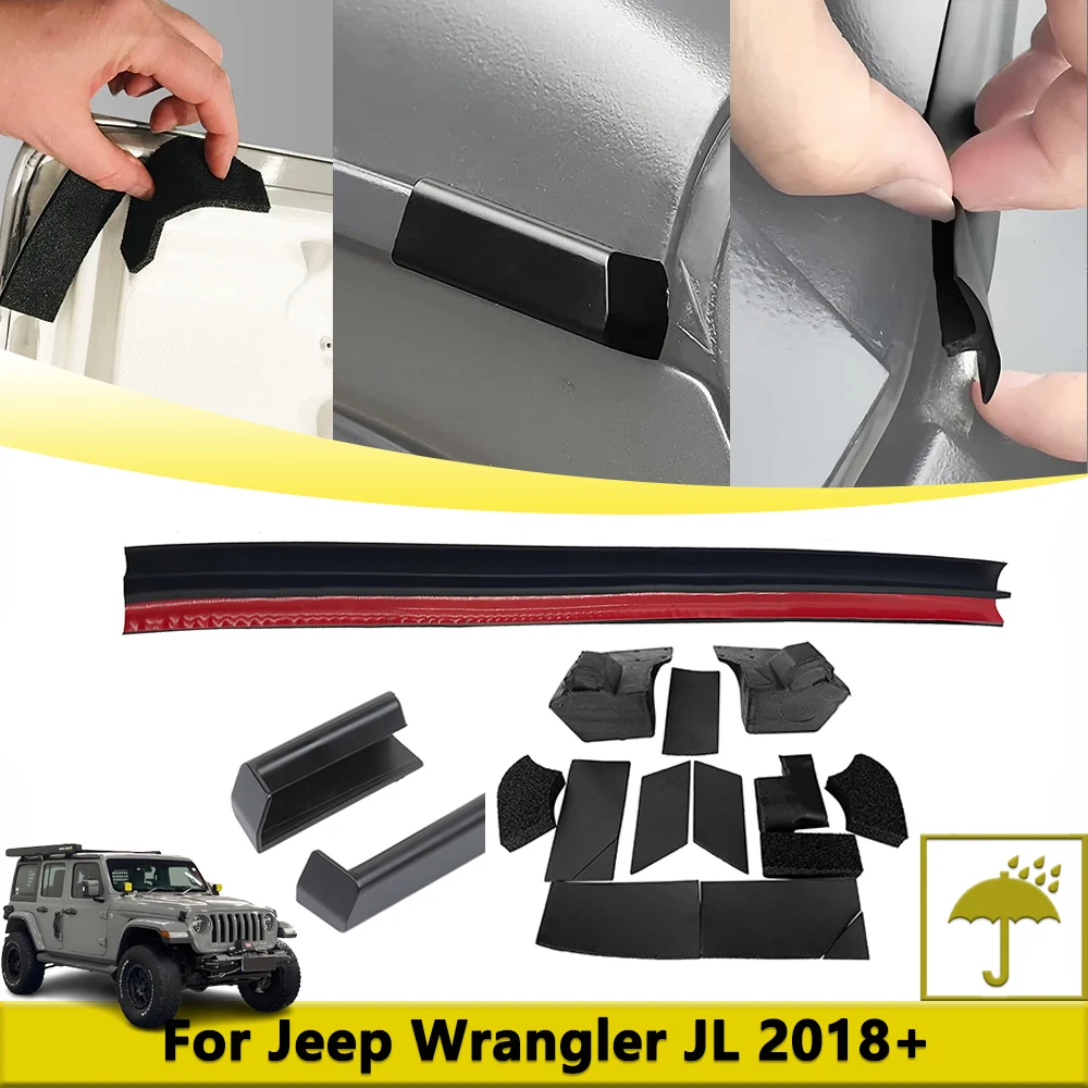 Hardtop Seal Kit Rain Diverter Gutter Extension Roof Top Sealing Strip for Jeep Wrangler JL 2018-2025 Hard Top Seals Accessories